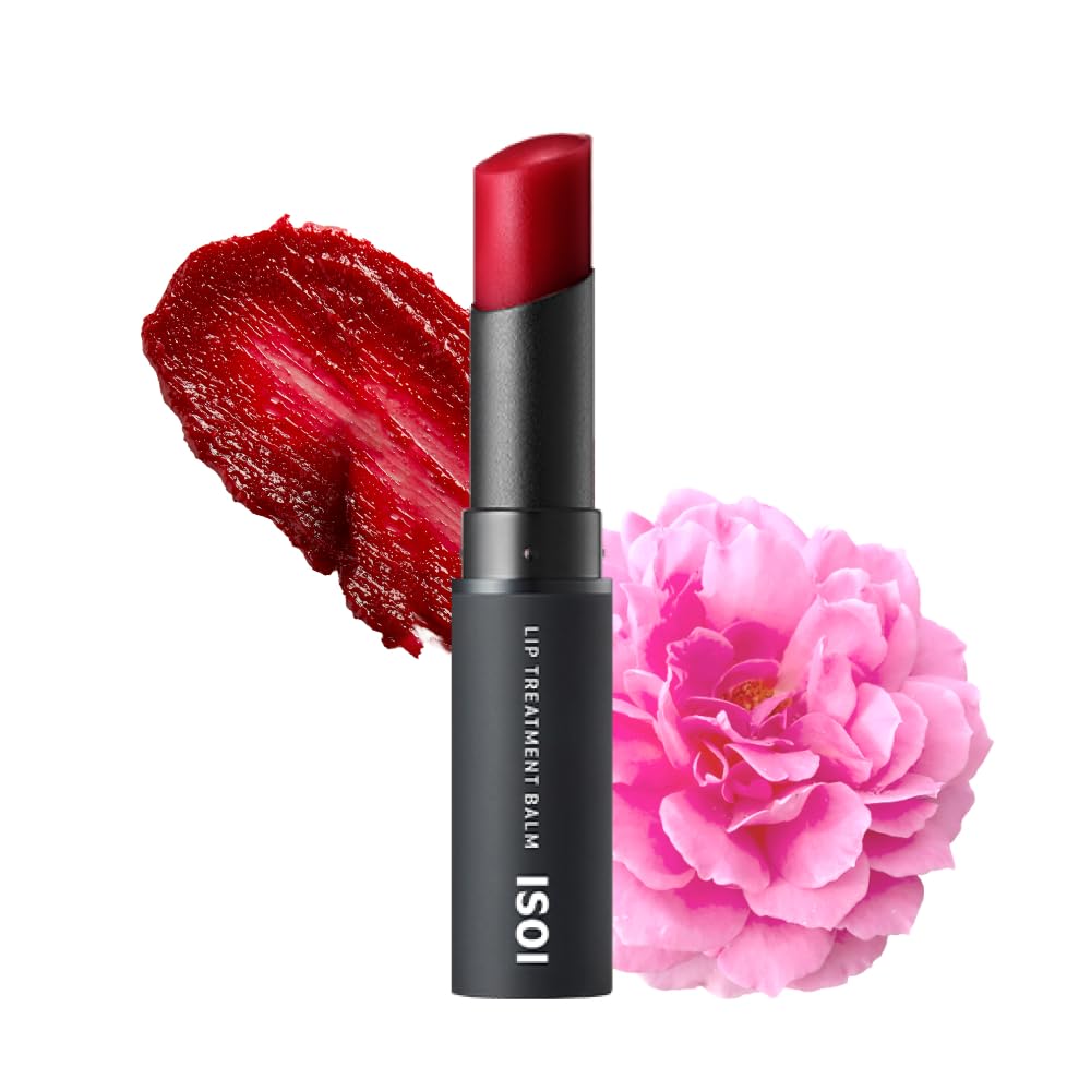 Isoi Bulgarian Rose Lip Treatment Balm - Pure Red Tinted Moisturizer For Dry Lips, Non-Sticky