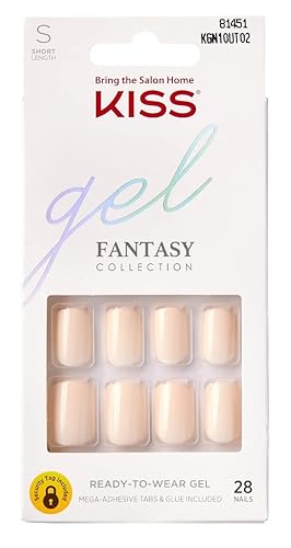 Kiss Gel Fantasy Collection 28 Count Pearl Short Length Nails - 72 Fl Oz Gel Set