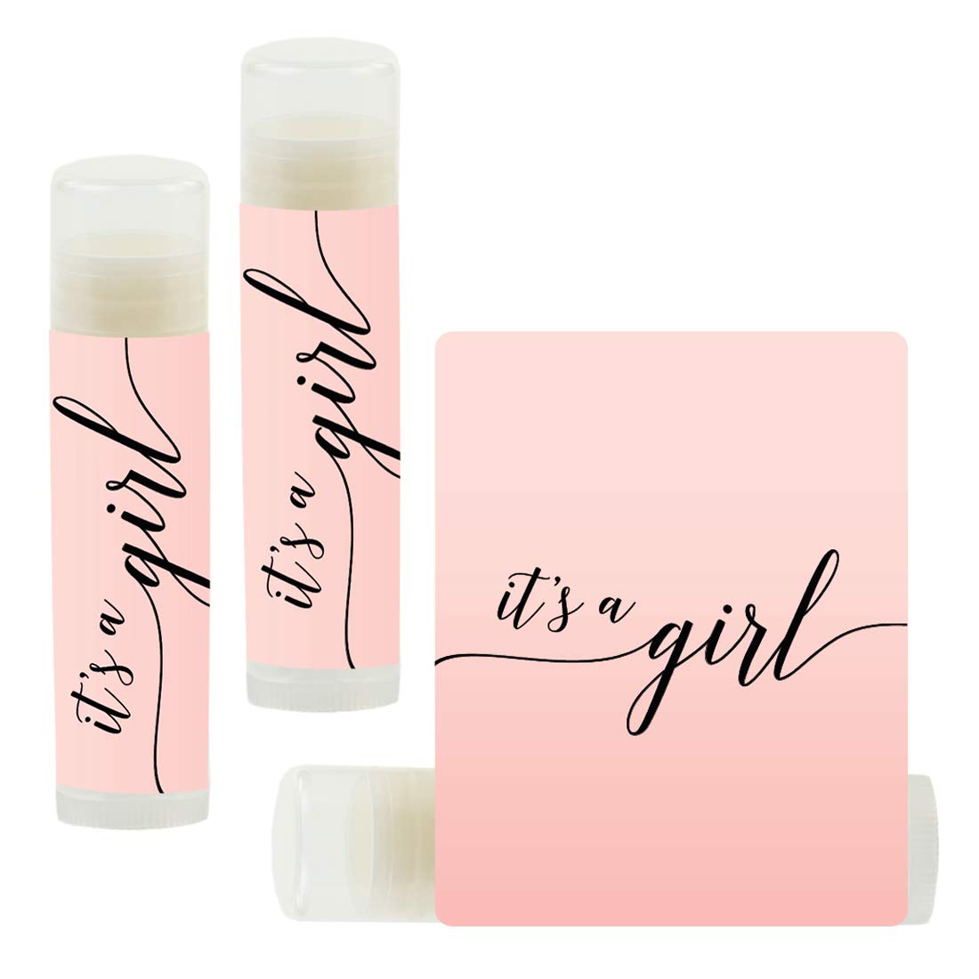 Andaz Press Baby Shower Lip Balm Favors, It'S A Girl, Blush Pink Rose, 12-Pack