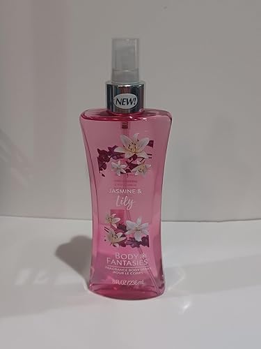 Body Fantasies Jasmine & Lily Body Spray, 8 Oz - Refreshing Floral Fragrance for All-Day Wear, Perfect for Daily Use