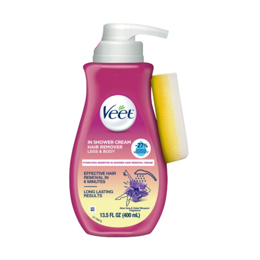 Veet Botanic Inspirations In Shower Cream For Legs & Body, 13.5 Fl Oz - Moisturizing Hair Removal