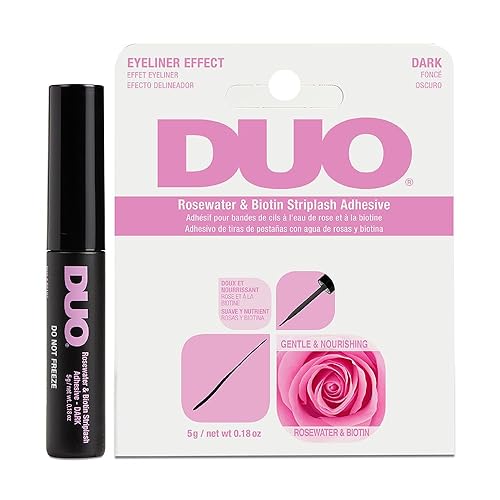 Duo Rosewater & Biotin Striplash Adhesive, Dark, 5G - Strong Hold For Lash Extensions