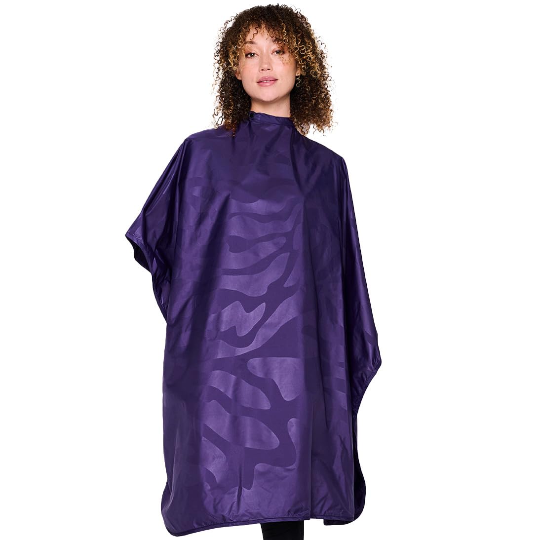 Betty Dain Purple Bleach-Proof Styling Cape - Waterproof, Lightweight Embossed Nylon