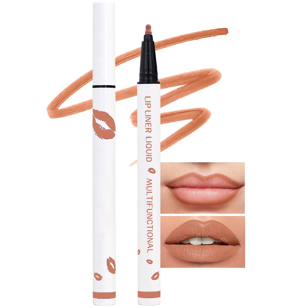 Kaely 2-In-1 Nude Matte Lip Tint Stain Marker Pen, Waterproof Long Lasting Lipstick & Liner 05