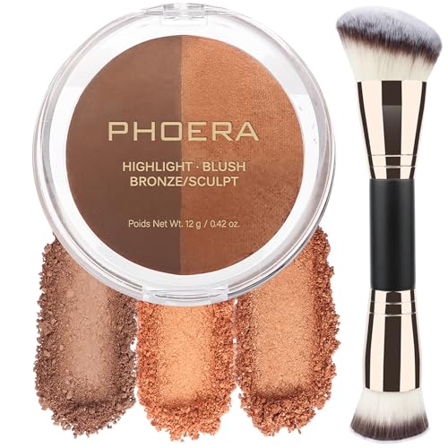 Hilareco Phoera Contour Palette - Highlighter, Bronzer & Blush, Waterproof Makeup (#004)