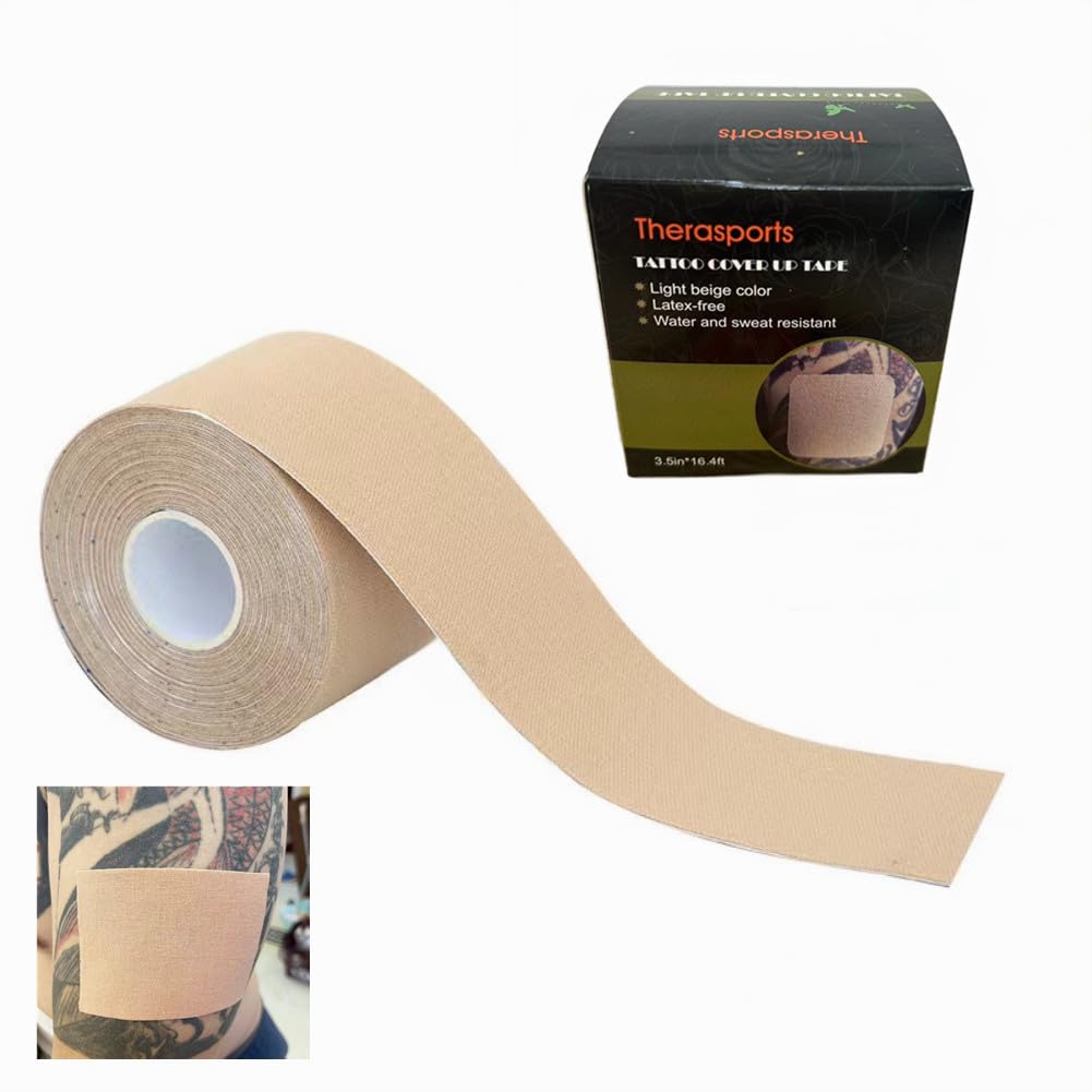 Therasports Extra Wide Light Beige Tattoo Cover Up Tape - Concealer For Scars & Tattoos, 3&quot;X5Yds