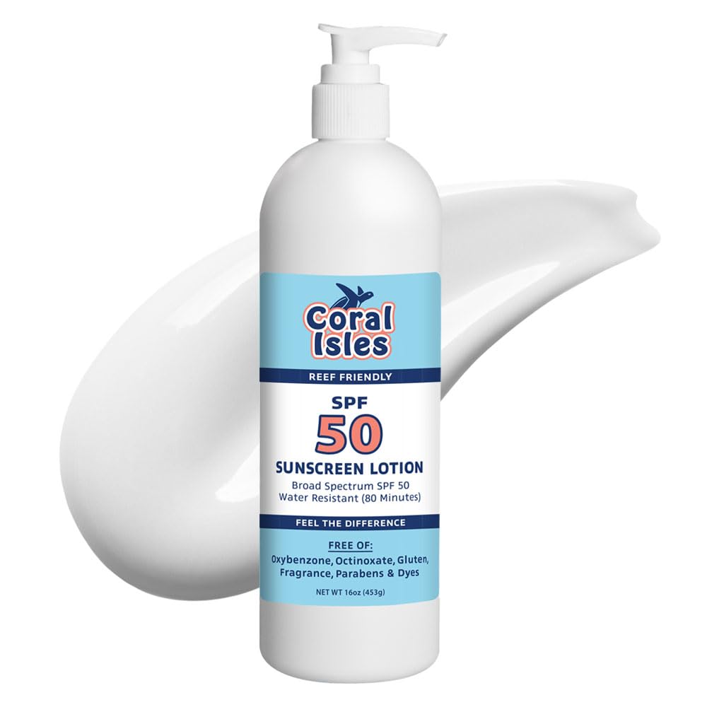 Coral Isles Sunscreen Spf 50 | Reef Safe, Water Resistant, Fragrance Free | 16 Fl Oz