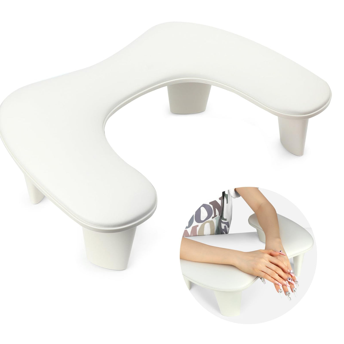 Saviland U-Shaped Ergonomic Nail Arm Rest - Waterproof Hand Holder For Manicure & Pedicure