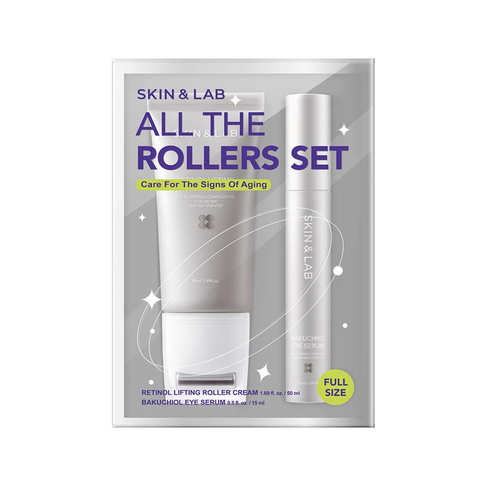 Skin & Lab Anti-Aging Rollers Duo Set - Bakuchiol & Retinol - Korean Vegan Skincare Gift