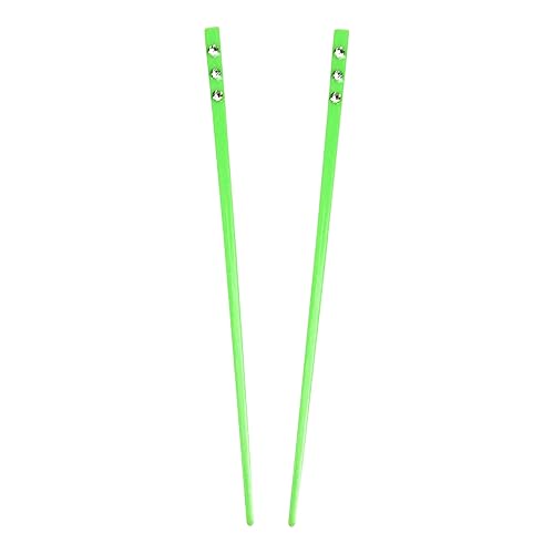 Motique Accessories Neon Green Hair Sticks Set of 2 with 3 Diamonds - Plastic Chopsticks