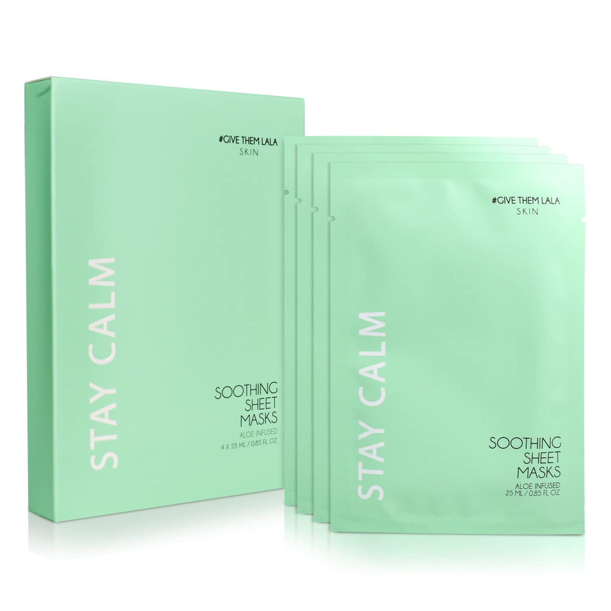 Give Them Lala Stay Calm Soothing Sheet Mask Set Of 4 With Aloe Vera & Chamomile