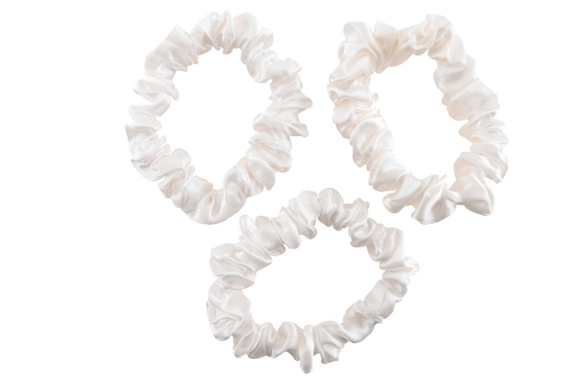 Celestial Silk White Mulberry Silk Scrunchies - Small, Pack of 3 Hair Accessories