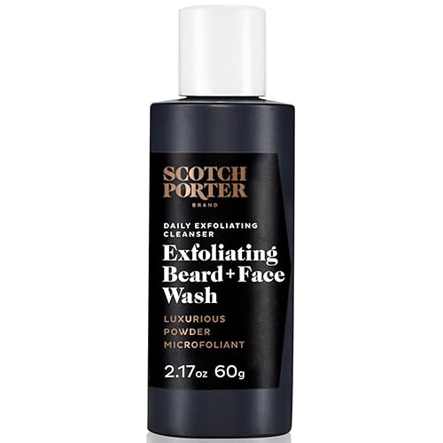 Scotch Porter Exfoliating Beard Wash & Face Cleanser, Vegan, Travel Size, 2.17 Oz