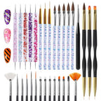 Artdone 31pcs Nail Art Brushes & Tool Set, Dotting Tools, Dust Brush, Striping Brushes & Drawing Pen for Gel Polish Design