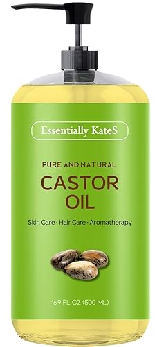 Essentially Kates Castor Oil 16.9 Fl Oz - 100% Pure, Cold Pressed, Hair & Skin Care