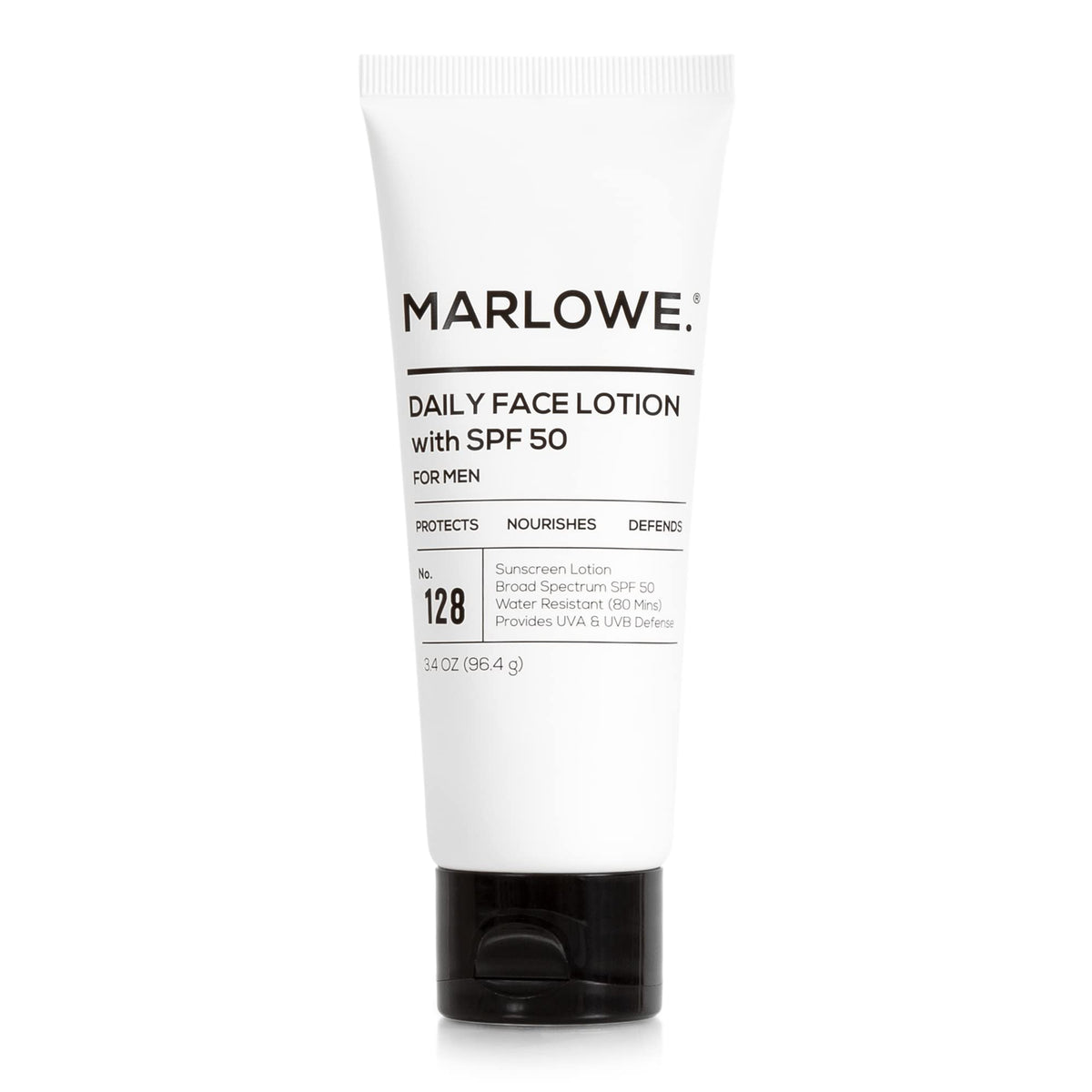 Marlowe. No. 128 Men'S Facial Lotion Spf 50, Oil-Free, Lightweight Moisturizer, 3.4 Oz