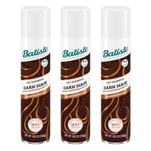 Batiste Dark Dry Shampoo, 3 Pack Waterless Shampoo, 3.81Oz, Dark Brown, Oil Absorbing