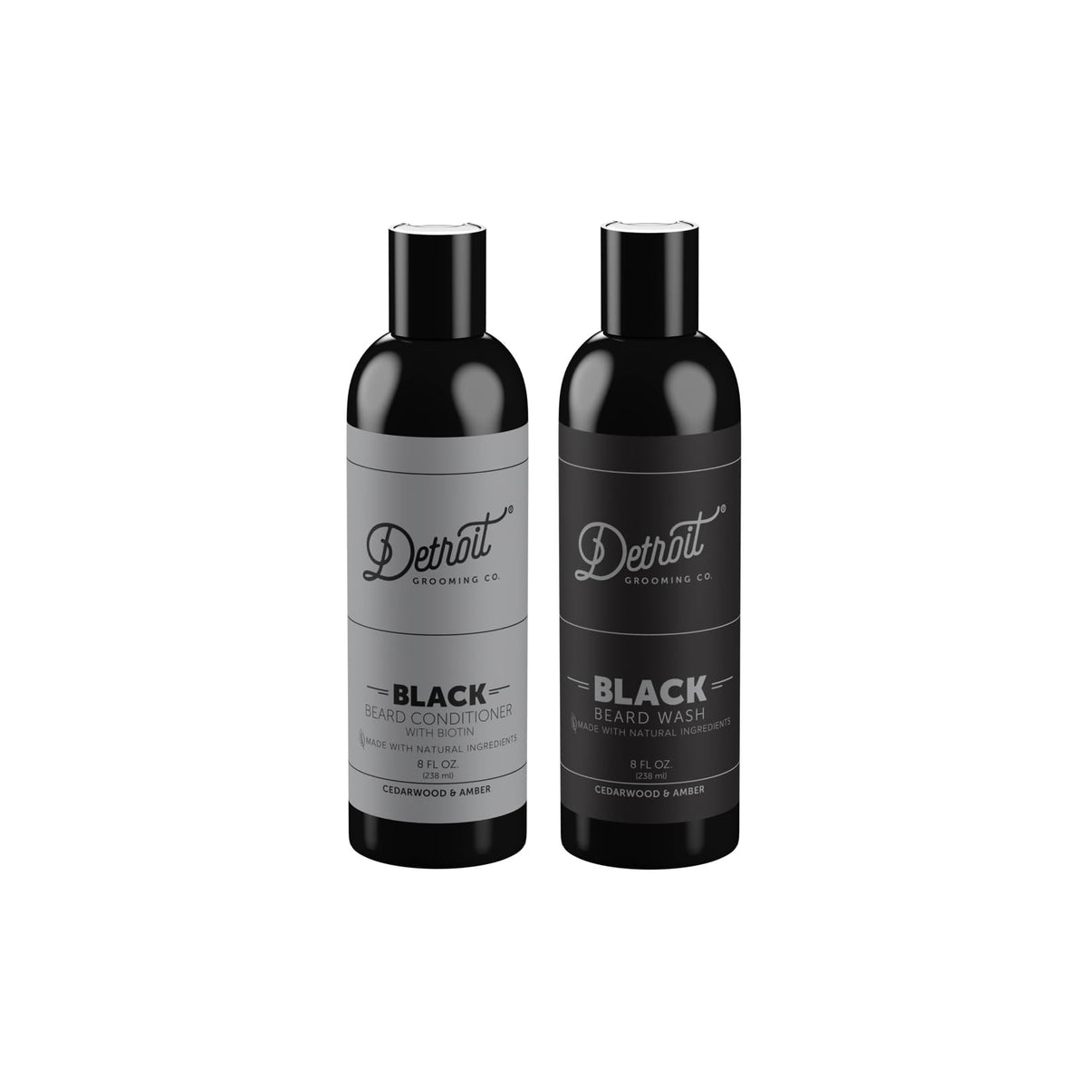 Detroit Grooming Co. Beard Wash & Conditioner Kit - Softens, Moisturizes, Cedarwood & Amber Scent