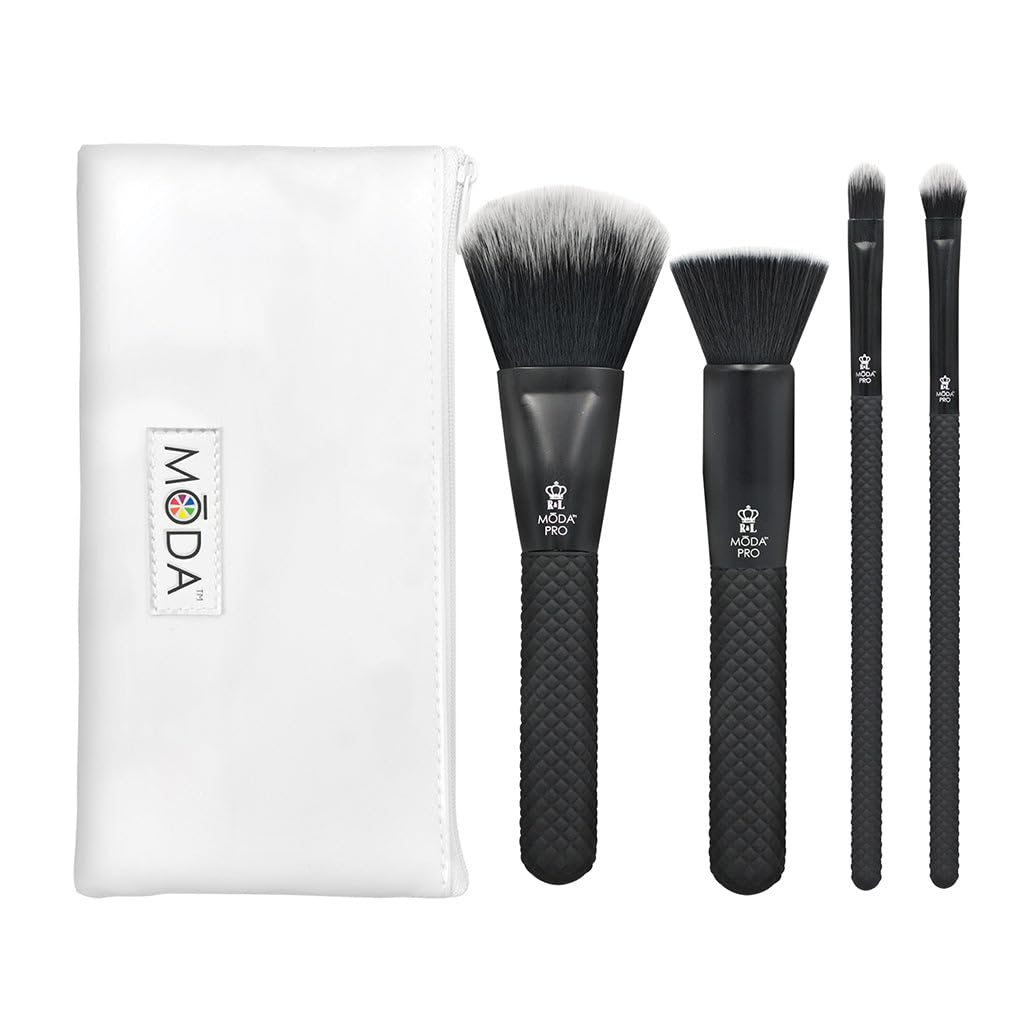 Moda Royal Brush Moda Pro 5-Piece Cosmetic Makeup Brush Set - Black Silk Finish