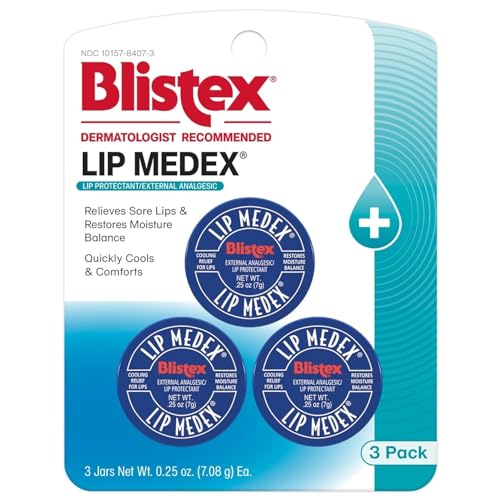 Blistex Lip Medex 0.25Oz (3 Count) - Medicated Relief, Instant Cooling, Hydration & Moisture