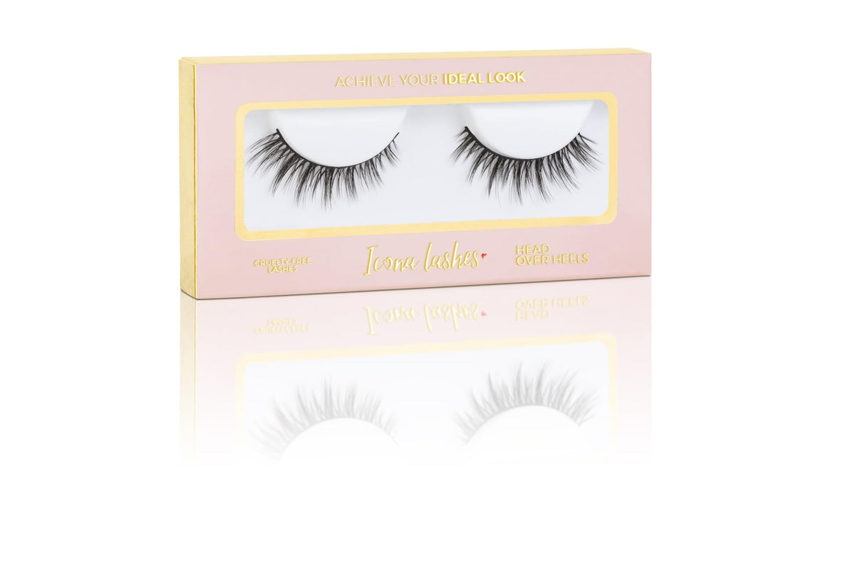 Icona Lashes Vegan False Eyelashes - Soft, Reusable, Tapered Ends, Natural Black Falsies