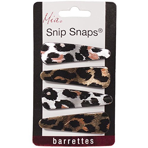 Mia Snip Snaps Metallic Leopard Hair Clips - 8Pcs Contour Barrettes For Women & Teens