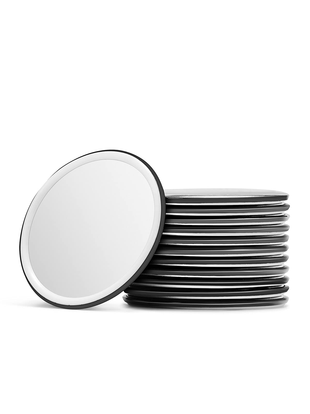 Getinbulk Compact Round Makeup Mirror For Purse - 2.5 Inch, 12 Pack, Black