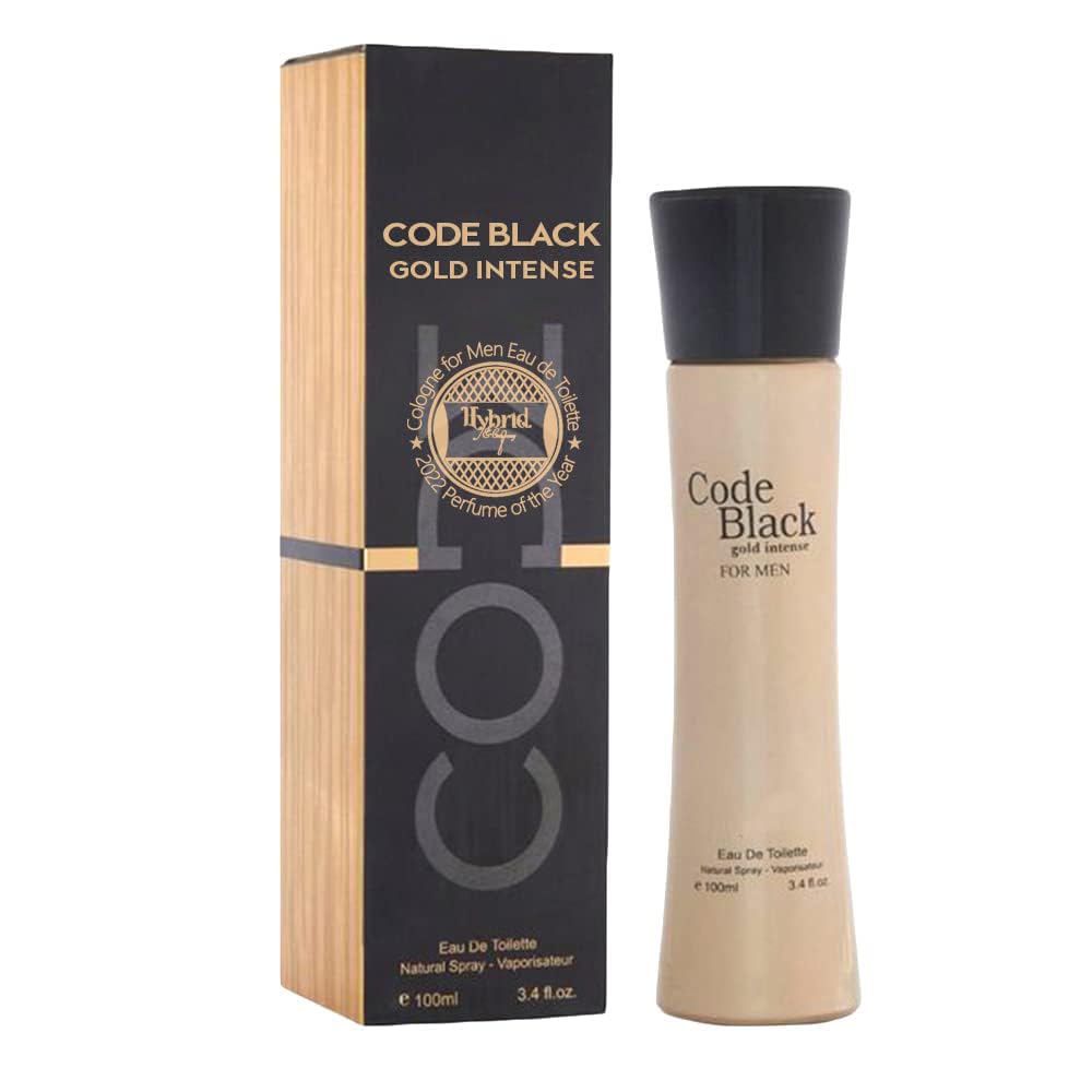 Hybrid & Company Black Code Intense Gold Cologne For Men, 3.4 Fl Oz Eau De Toilette