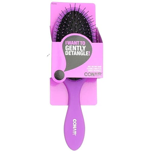 Conair Detangling Brush, Purple, 1 Count - Rubber Hairbrush For Effortless Detangling