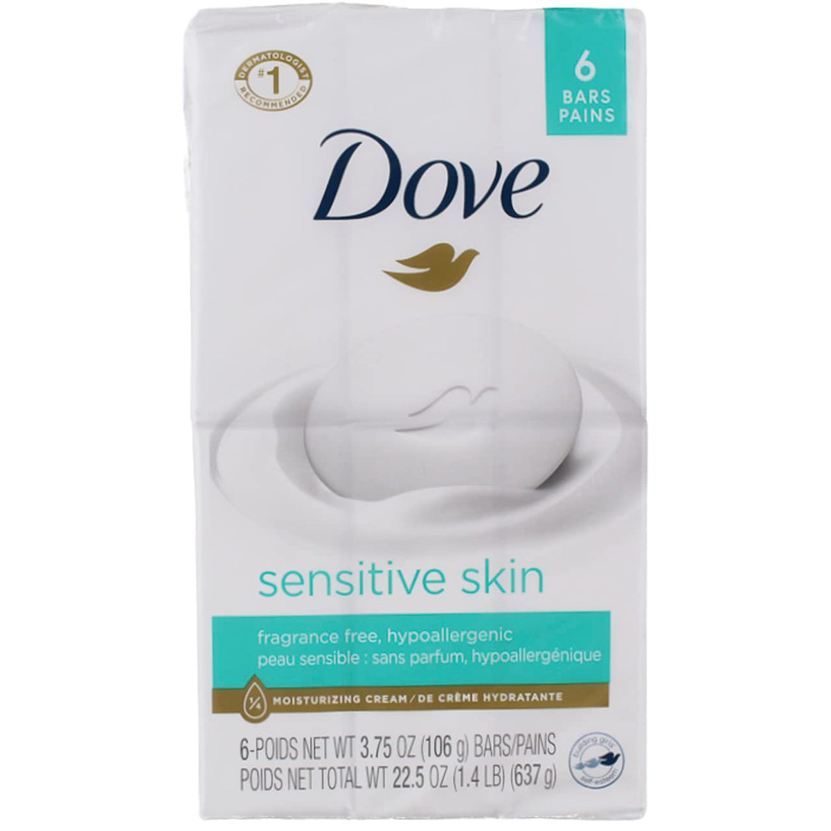 Dove Beauty Bar For Sensitive Skin, White, 3.75 Oz, 6 Count - Cleanses & Nourishes