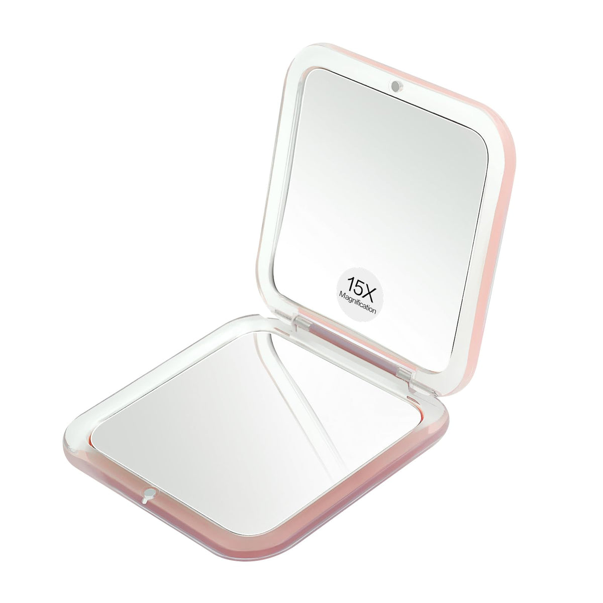 Snowflakes Compact Travel Magnifying Mirror - 1X/15X Pocket Mirror For Travel & Purses, Pink