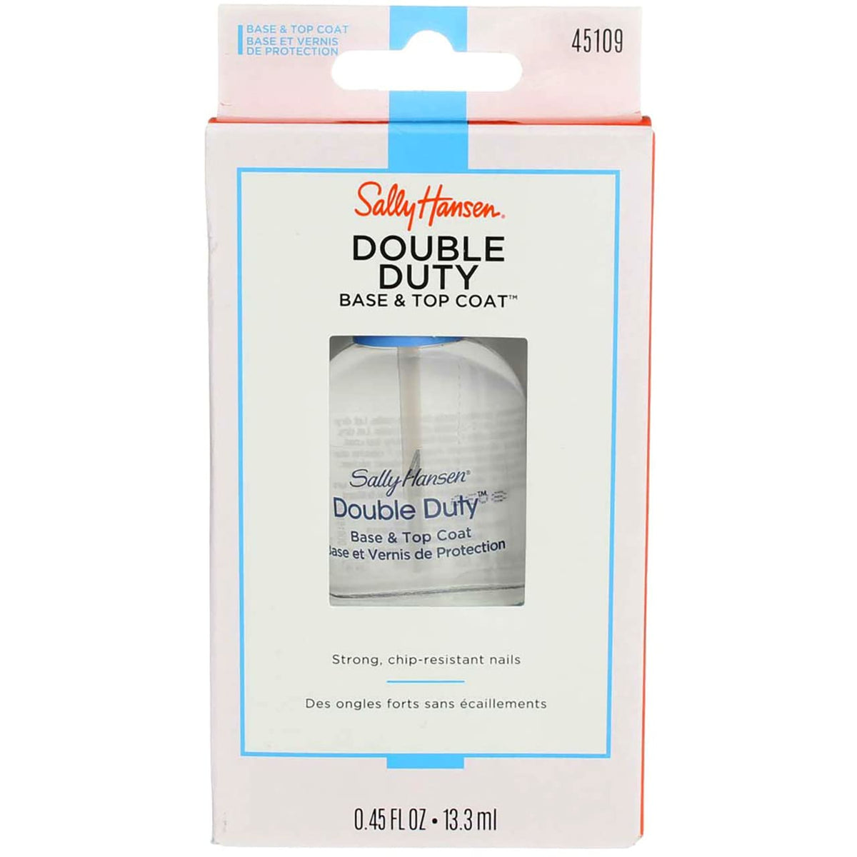 Sally Hansen Double Duty Base & Top Coat - 0.45 Oz Nail Polish, Fast-Drying, Glossy Finish