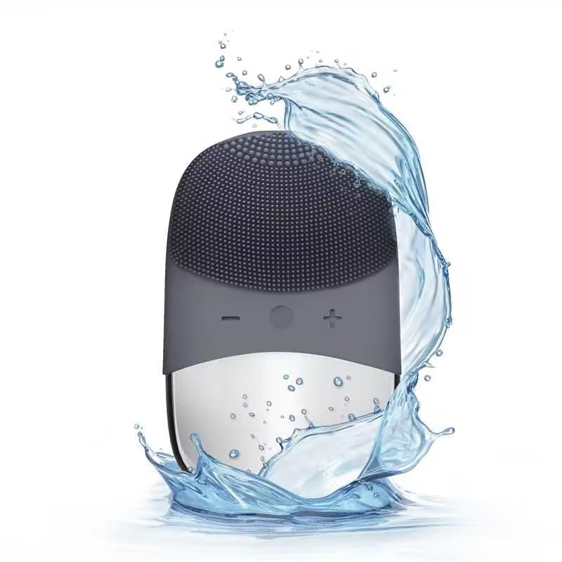 Siwiey Silicone Face Scrubber - Ipx7 Waterproof Sonic Cleansing Brush, Usb Rechargeable, Grey