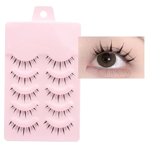 Dx Grandway Anime Lashes - 3D Volume Mink False Eyelashes For Cosplay, 5 Pairs, Black