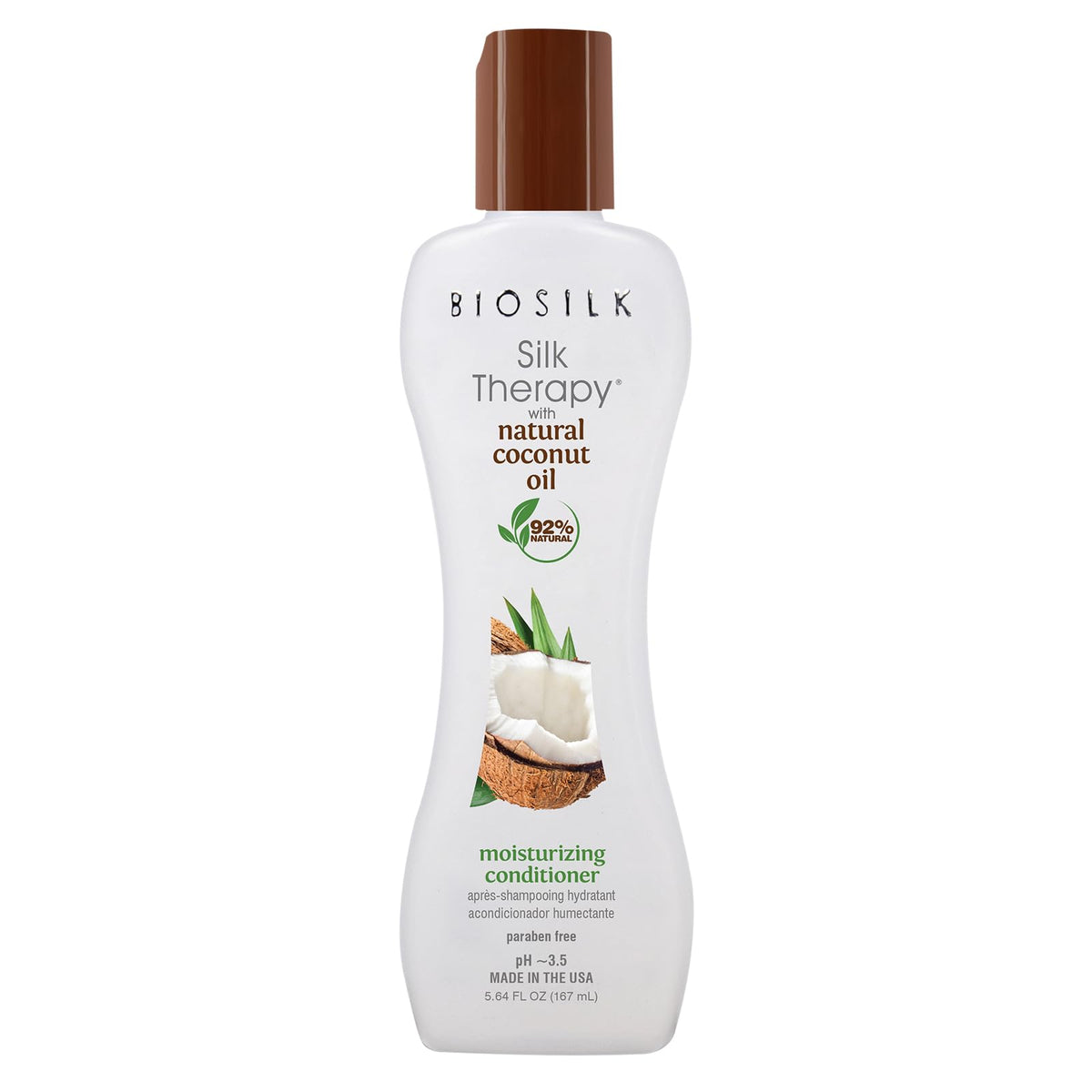 BioSilk Silk Therapy Coconut Oil Moisturizing Conditioner  92 Natural  Sulfate  Paraben and Gluten Free  Multiple Sizes