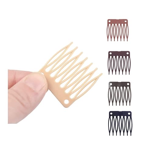 YANTAISIYU 50 Plastic Wig Combs - 7-Teeth Hair Clips for Wig Making, Blonde