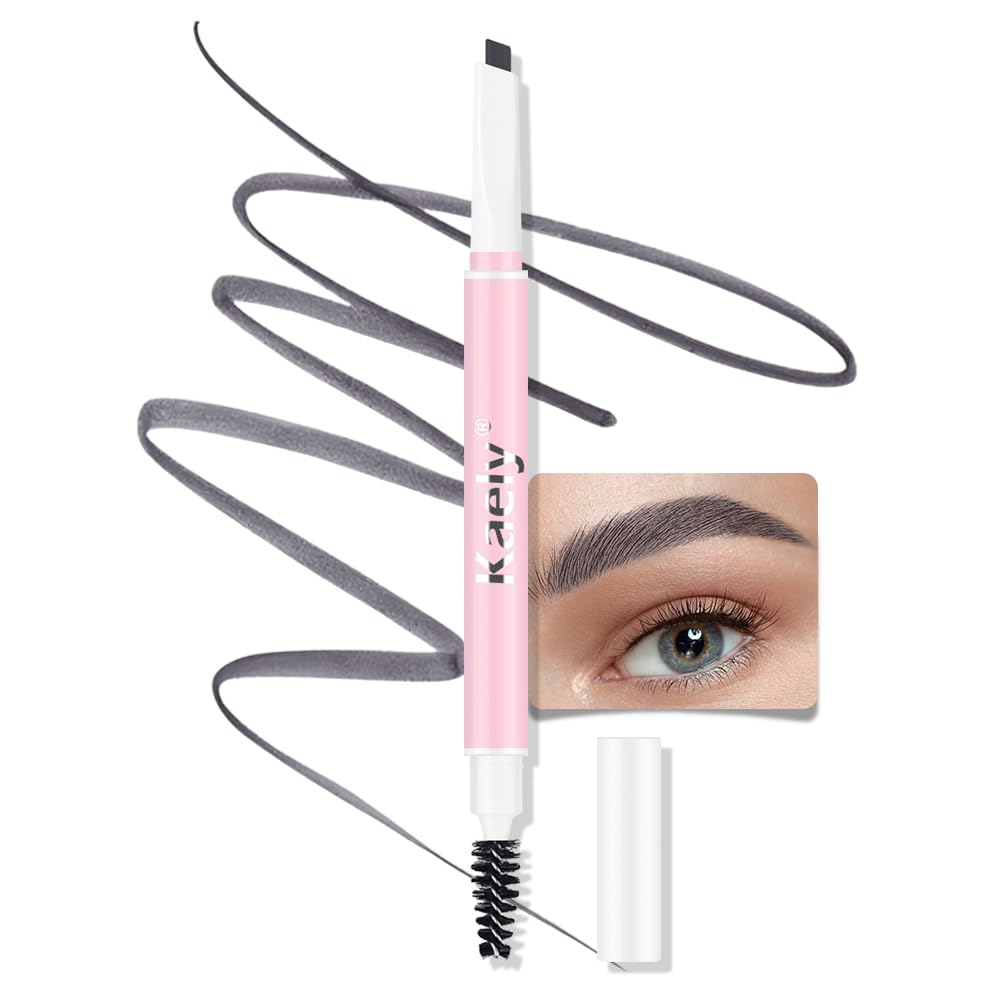 Feicuiyun Waterproof Eyebrow Pencil, Ultra-Fine Double-Ended Micro Brow Pencil, Dark Gray