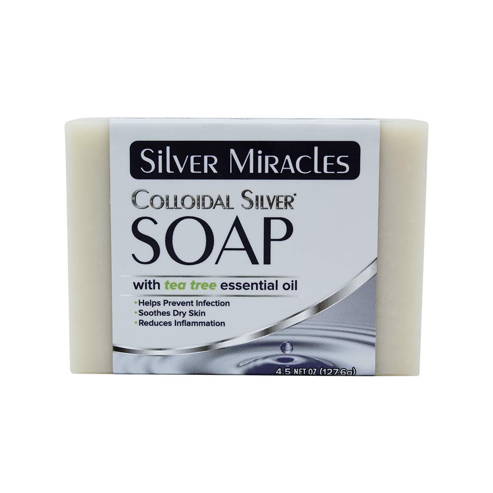 Silver Miracles Colloidal Silver Soap With Tea Tree Oil - 4.5 Oz Antimicrobial Cleanser