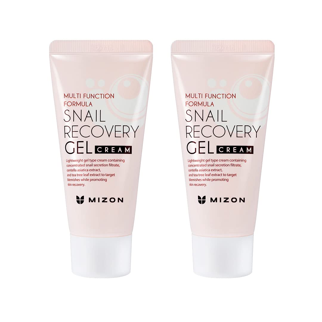 Mizon Snail Recovery Gel Cream Set Of 2 - Fragrance-Free Snail Mucin For Fine Lines & Elasticity