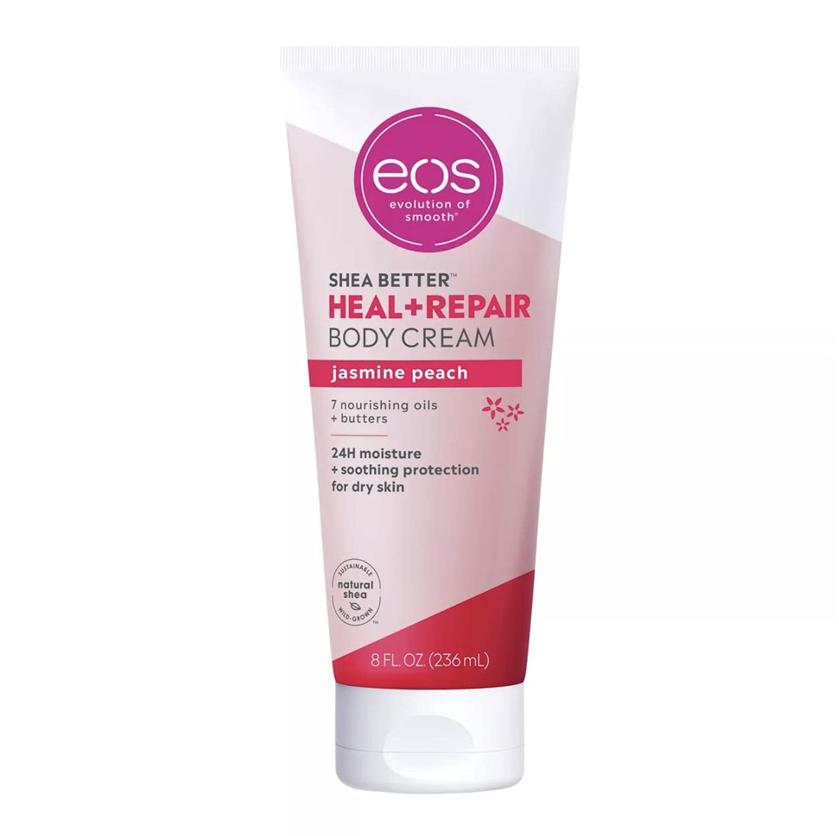 Eos Shea Better Body Cream - Jasmine Peach | 24 Hour Hydration | Natural Lotion, 8 Oz