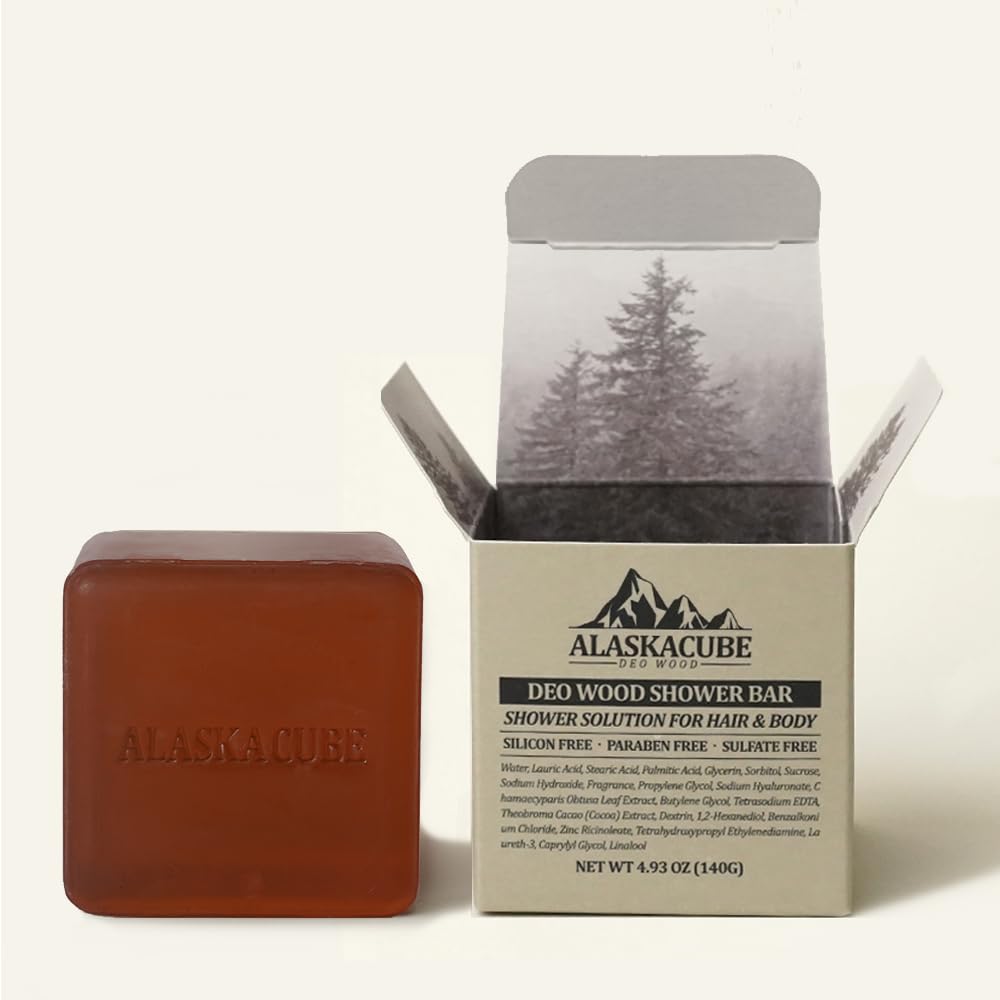 Alaskacube Sandalwood Soap Bar - Luxurious Body Wash & Shampoo, Long Lasting, 4.93 Oz