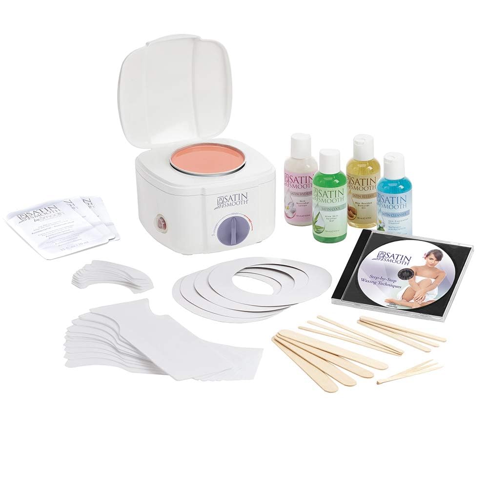 Satin Smooth Deluxe Wax Warmer Kit - 48 Piece Set For Facial & Body Hair Removal, White