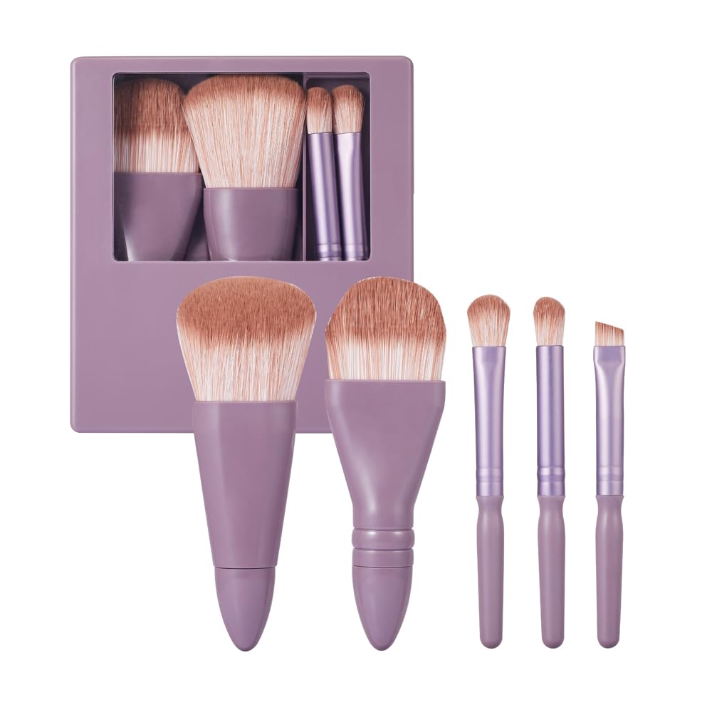 COSHINE 5pcs Portable Travel Makeup Brush Set with Case & Mirror - Complete Cosmetic Kit