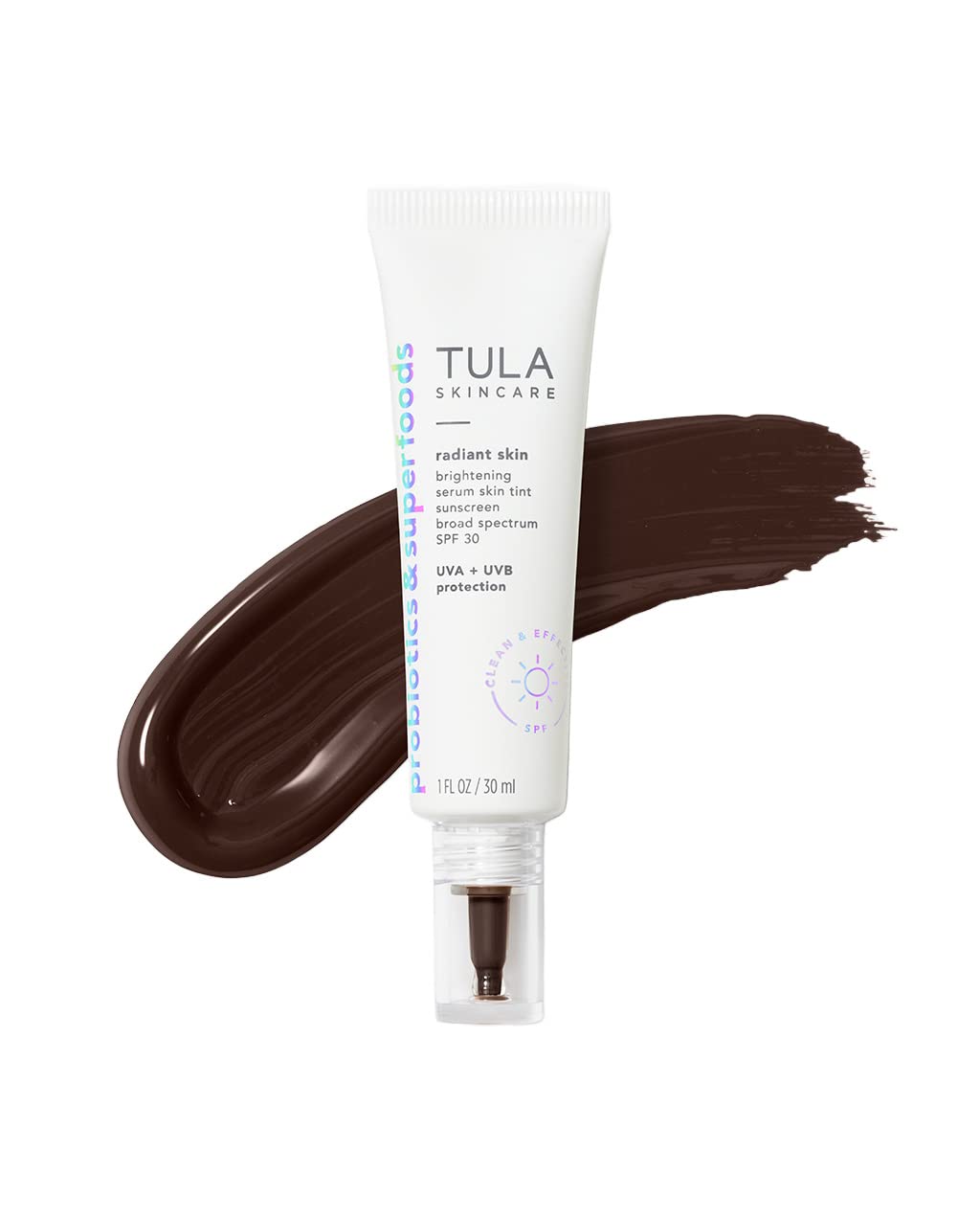 TULA Radiant Skin Brightening Serum Tint SPF 30 - Shade 30, 1 Fl Oz Facial Sunscreen