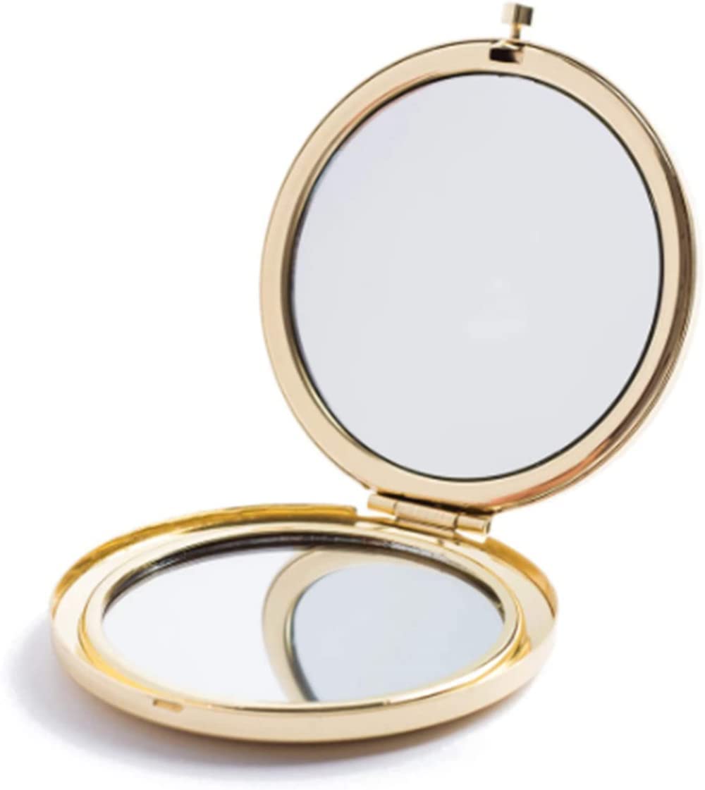 Mpowtech Gold Compact Mirror - 1X/2X Magnification, 2.76&quot; Double-Sided Pocket Makeup Mirror