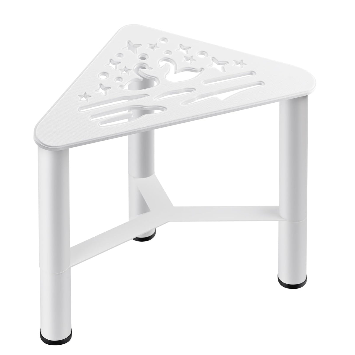 Generic Metal Shower Foot Rest - Small Corner Stool For Shaving Legs, White Bathroom Bench