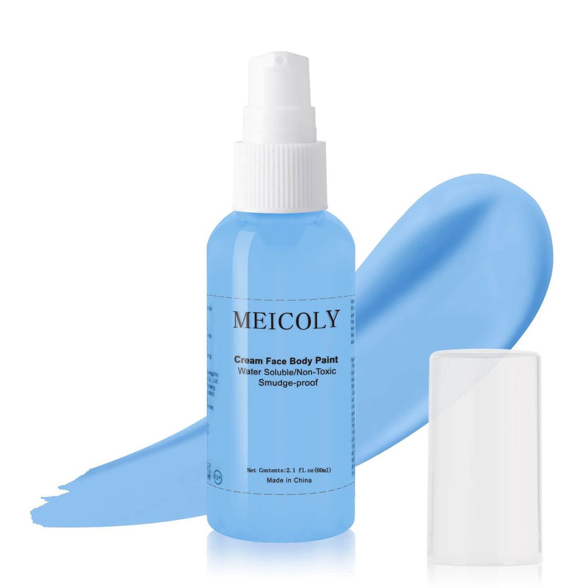 Meicoly Light Blue Face Body Paint, 2.1Oz Washable, Smudge-Proof For Halloween & Makeup