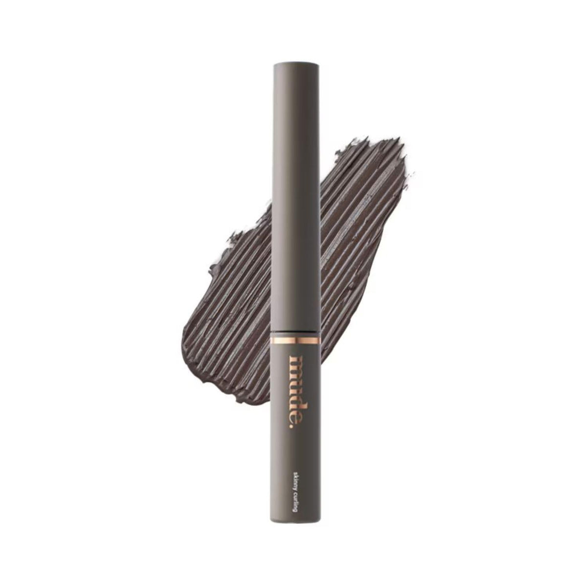 Mude Inspire Skinny Curling Mascara - Volumizing, Smudge-Proof, Waterproof, 04 Ash Brown