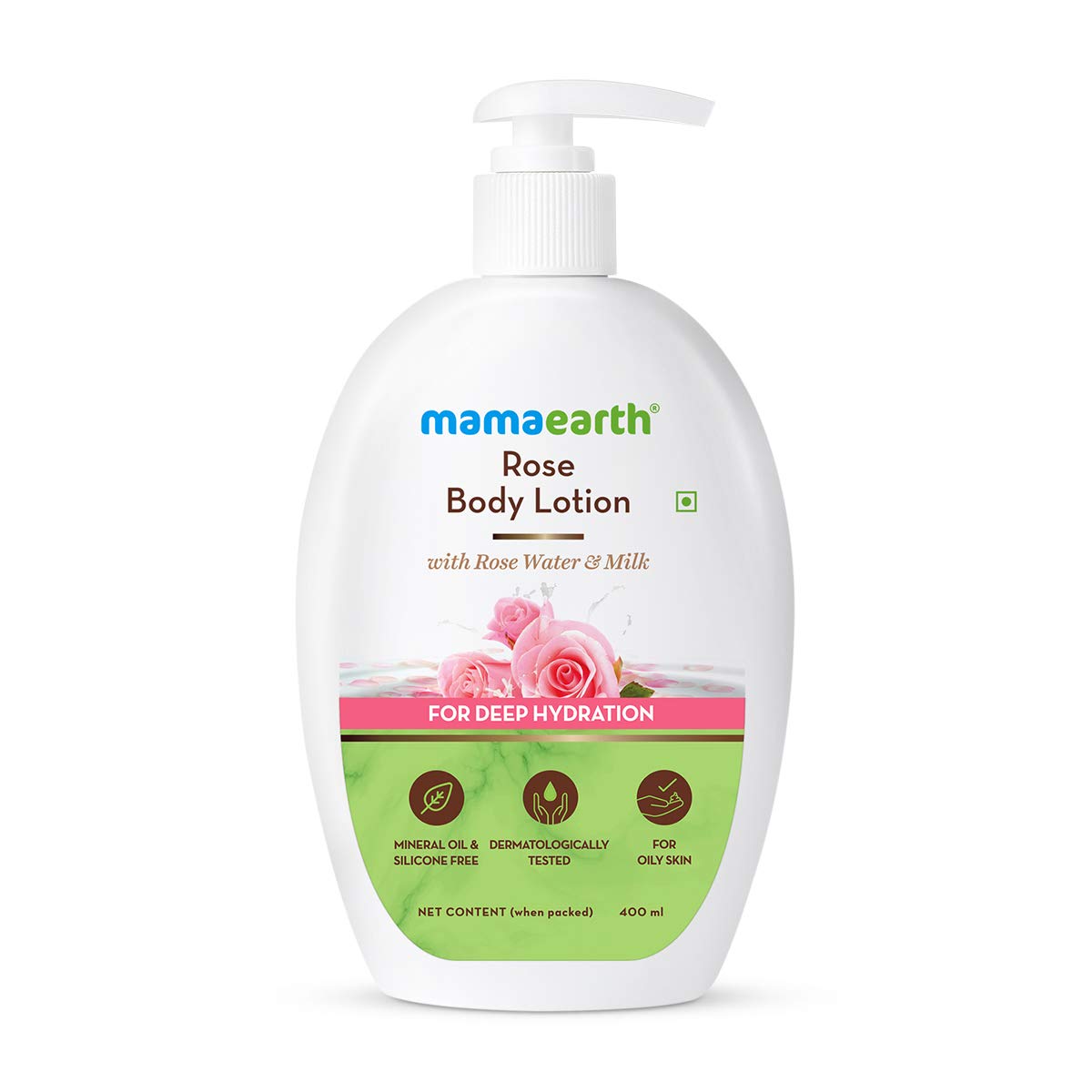 Mamaearth Rose Body Lotion For Oily Skin - Deep Hydration & Nourishing Moisturizer, 13.53 Fl Oz