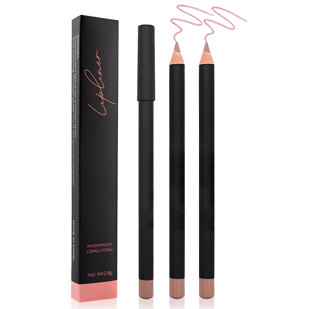 Suake 2 Pcs Lip Liner Set - Natural Nude Brown Beige, Waterproof For Daily Makeup